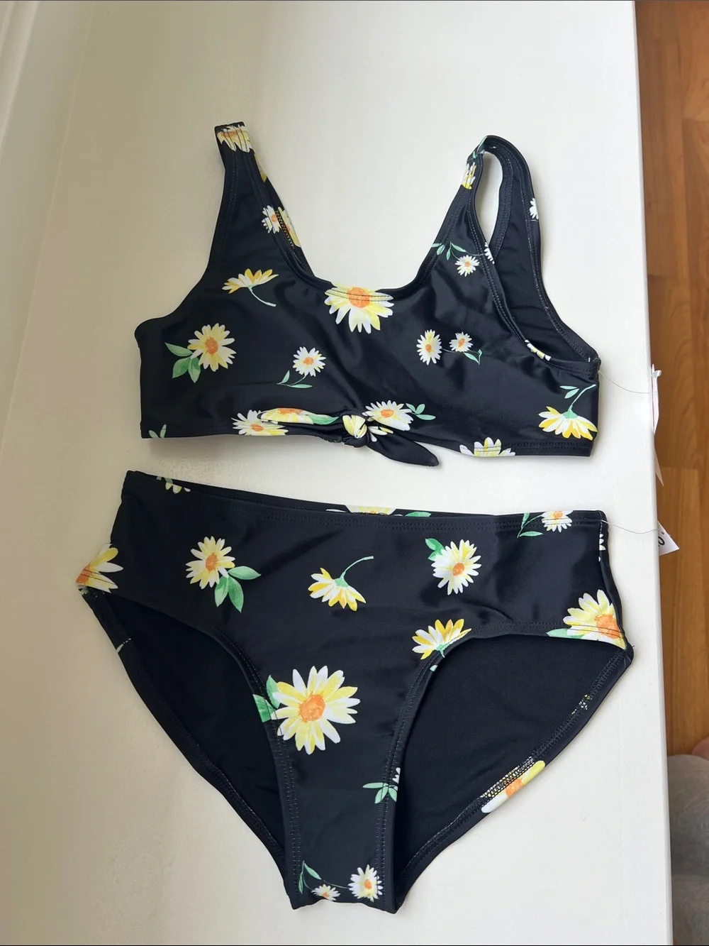 Old Navy Black Daisy Print Two-Piece Swim Bikini